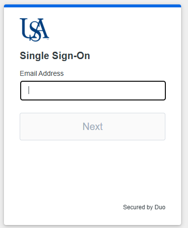 Screenshot of single sign on (SSO)