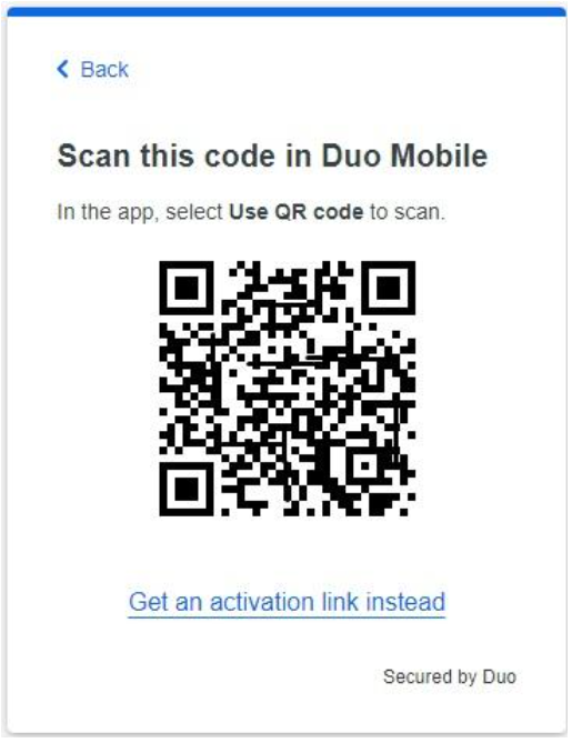 Screenshot of QR code to connect