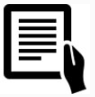 Hand holding document icon.