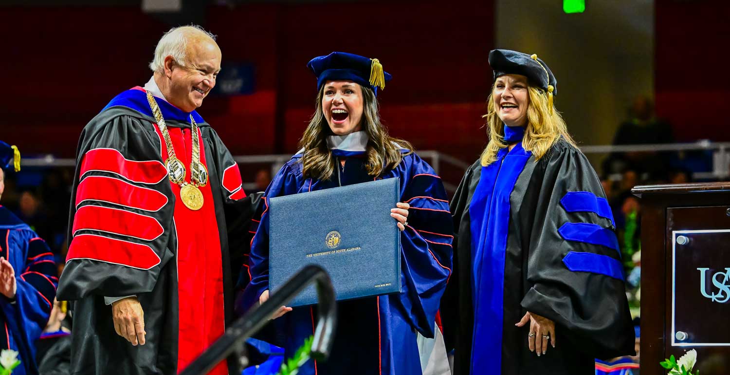 University of South Alabama students at Fall Commencement at the USA Mitchell Center